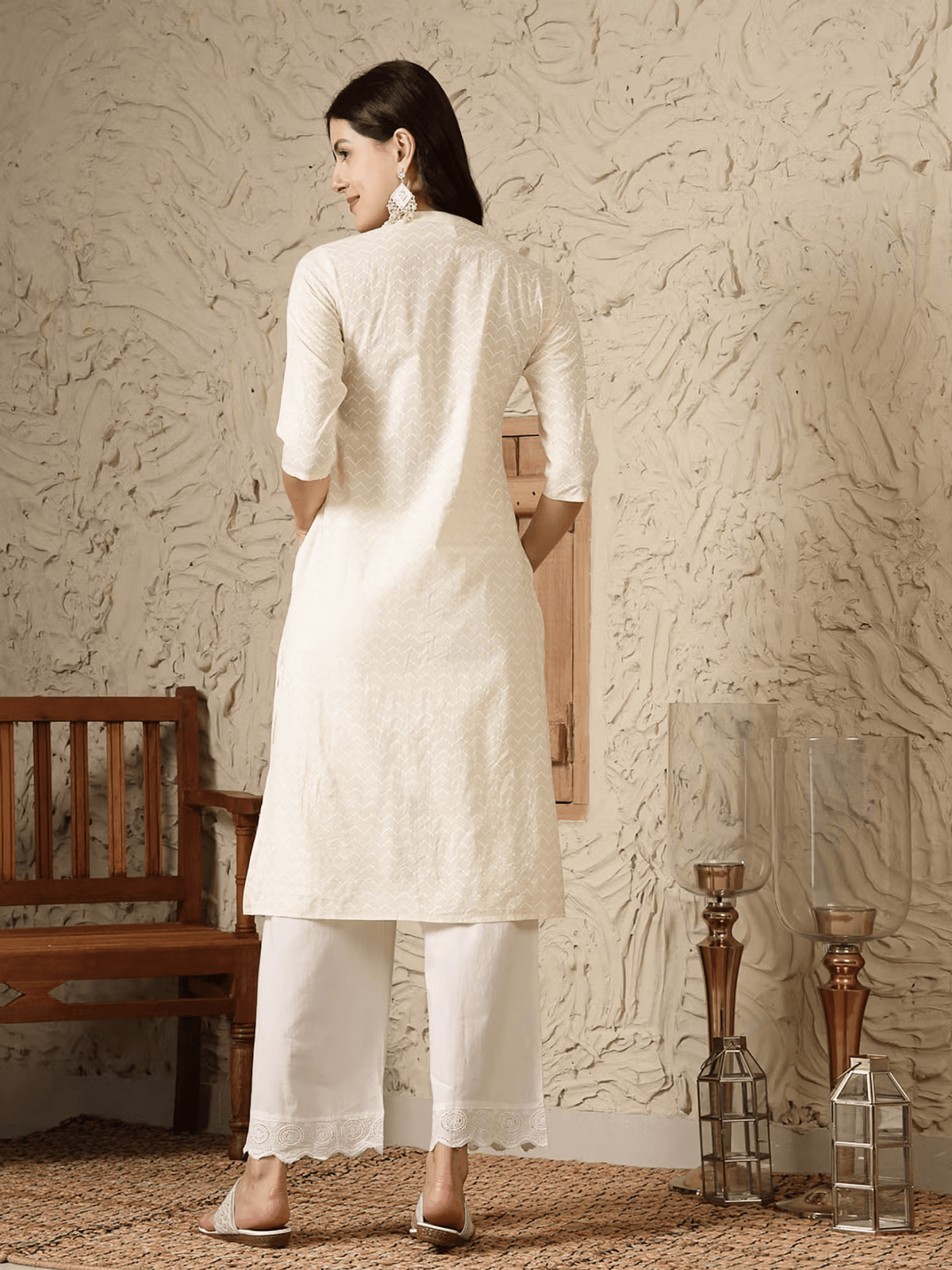 Embroidered Cotton A - Line Kurta – Stylish and Comfortable Casual Wear for Women - aromie
