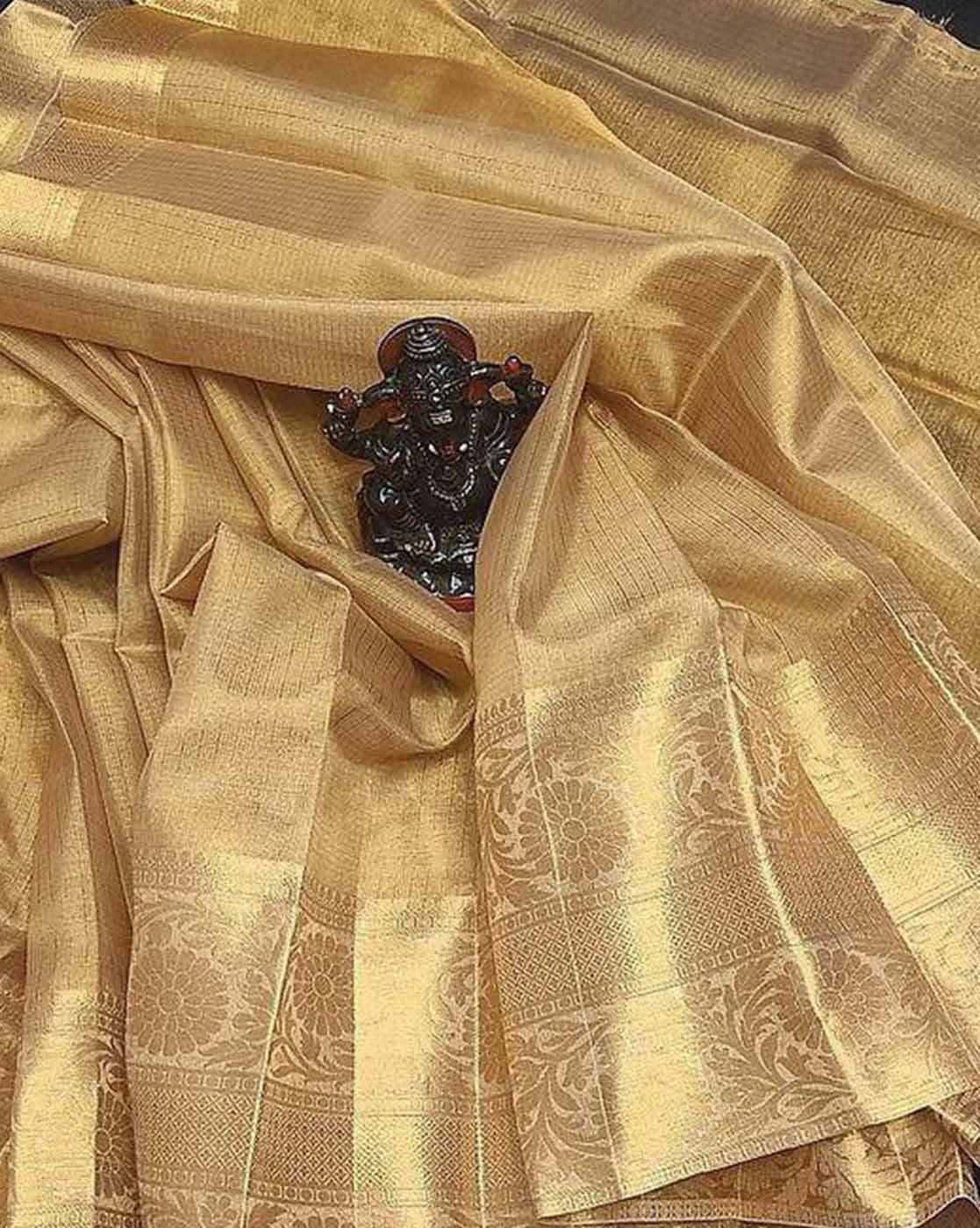 Elegant Embroidered Gota Tissue Saree Canada with intricate golden designs and soft fabric