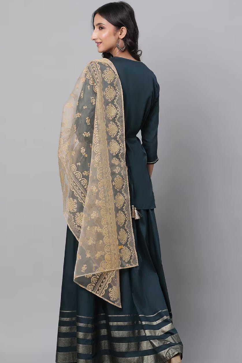 Elegant Three Piece Embroidered Kurta Set for Women featuring a stunning dupatta