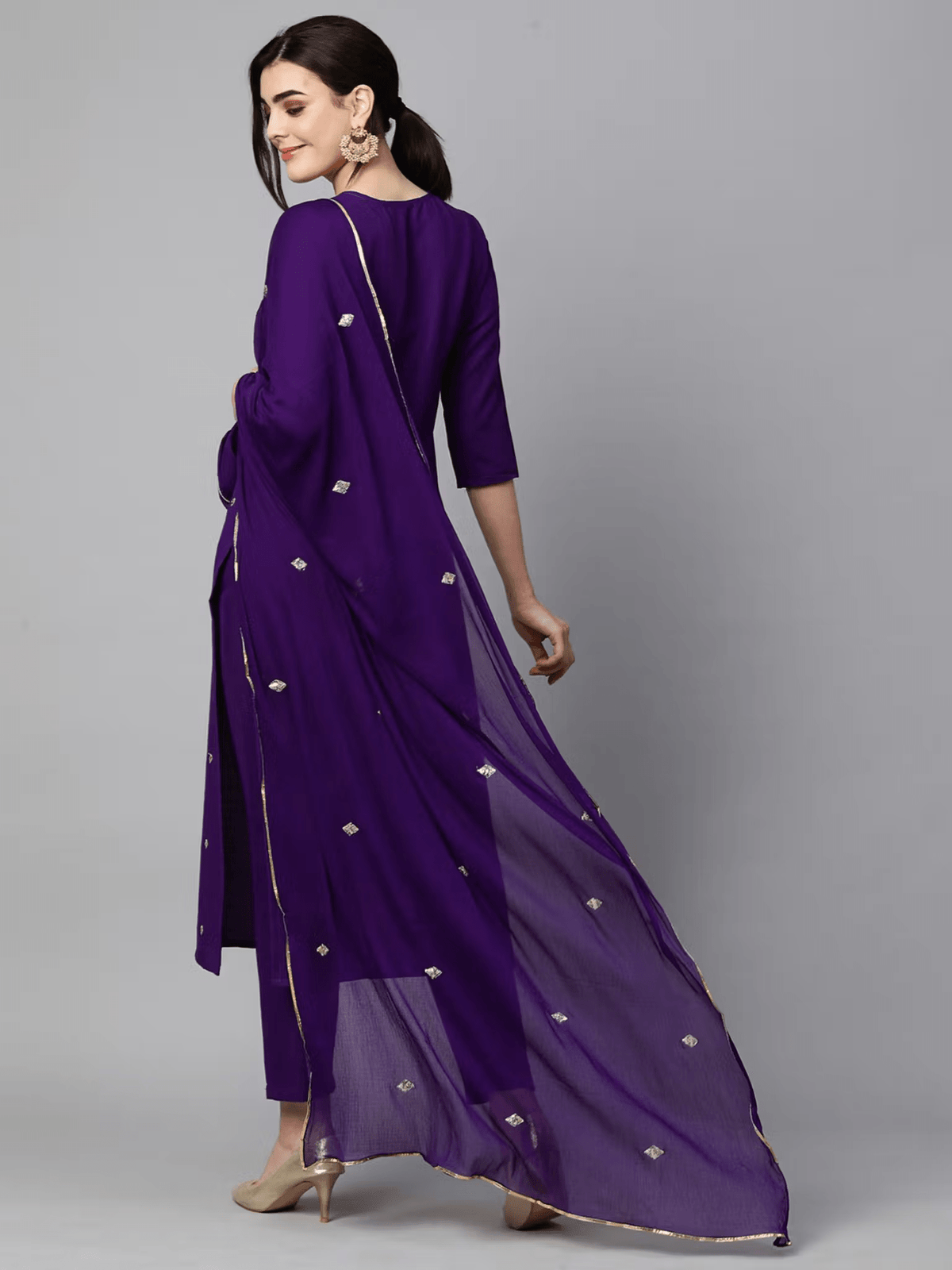 Embroidered Rayon Kurta Set - Stylish 3 Piece Ensemble