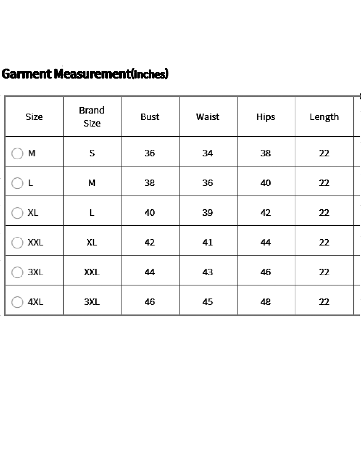 aromie three piece kurta size chart showing bust waist hips length in inches floral cotton kurta Canada