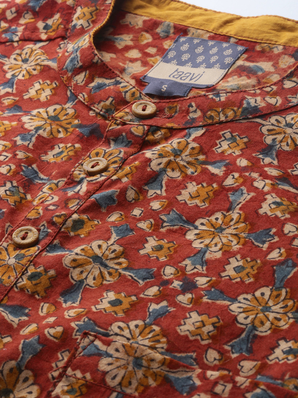 Men’s Red Kalamkari Block Print Cotton Kurta AROMIE | Affordable Indian Clothes & Dresses in Canada