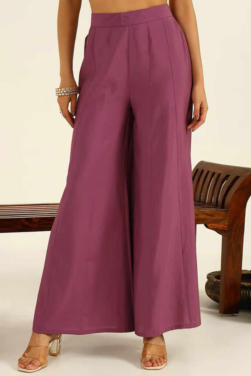 Aromie Festival Anarkali Kurta Set featuring wide-leg plum trousers for a stylish look