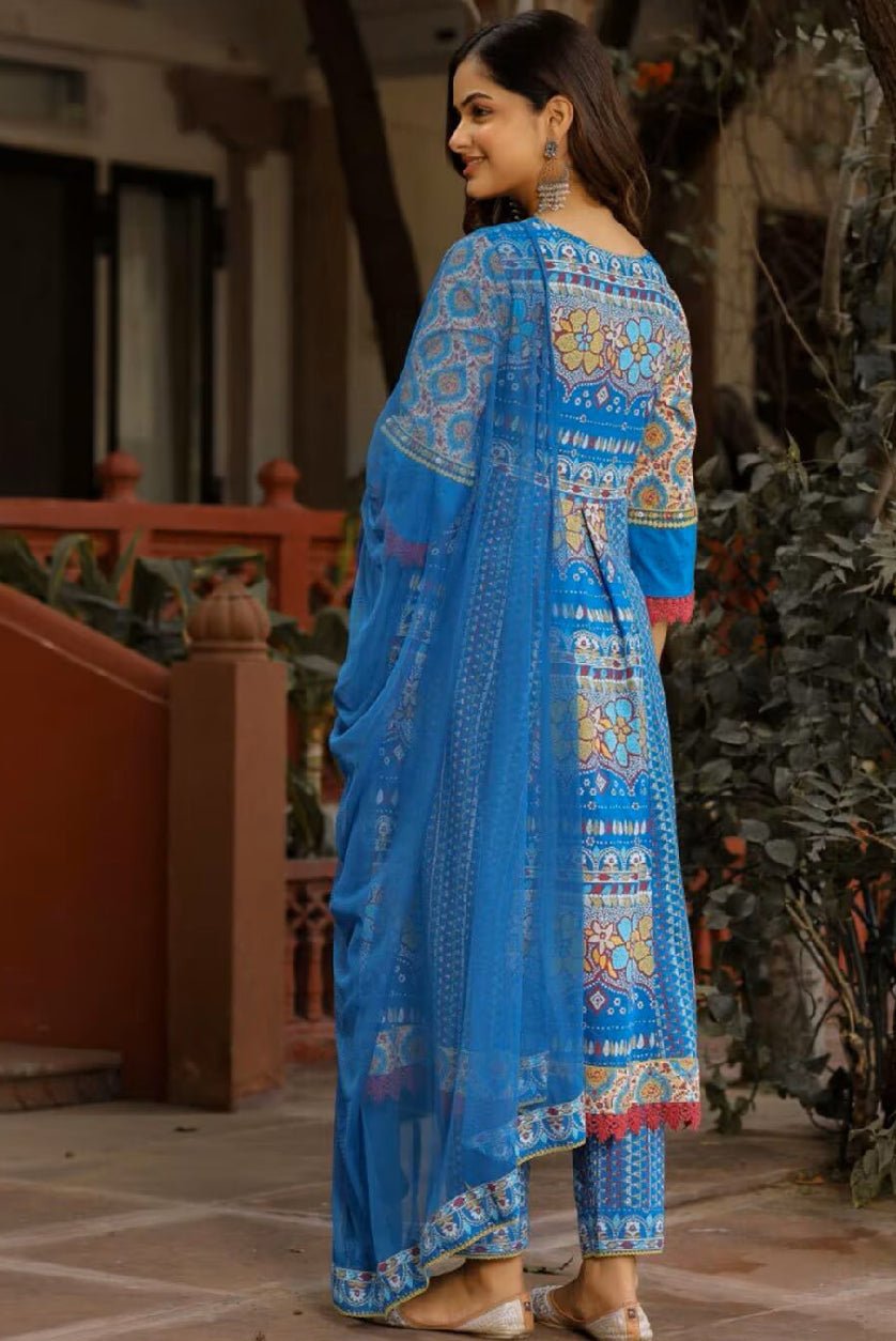 Aromie three piece kurta set for women featuring vibrant colors and intricate designs, perfect for festive occasions