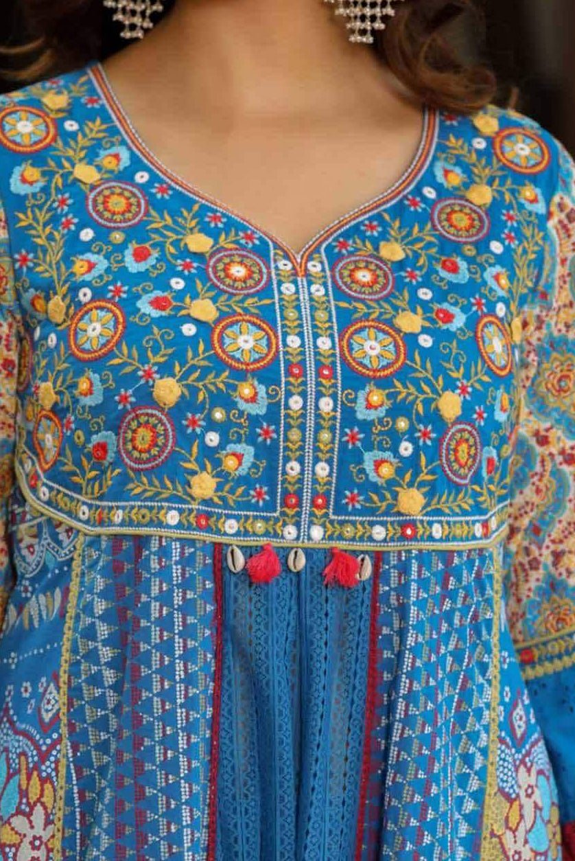 Aromie festive kurta set for women featuring intricate embroidery and vibrant colors