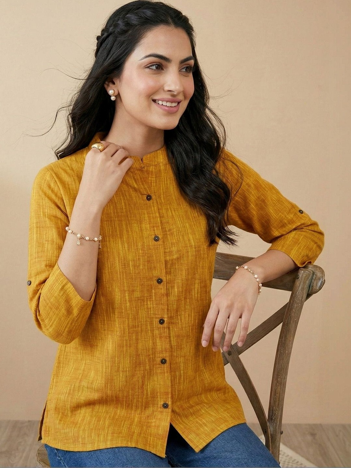 Women’s Mustard Yellow Pure Cotton Kurti AROMIE.STORE