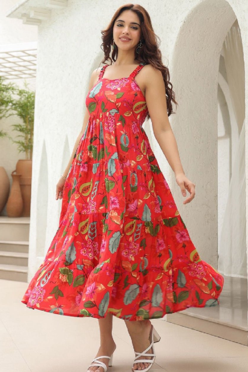 Fit and Flare Ethnic Dress Canada - Floral Design