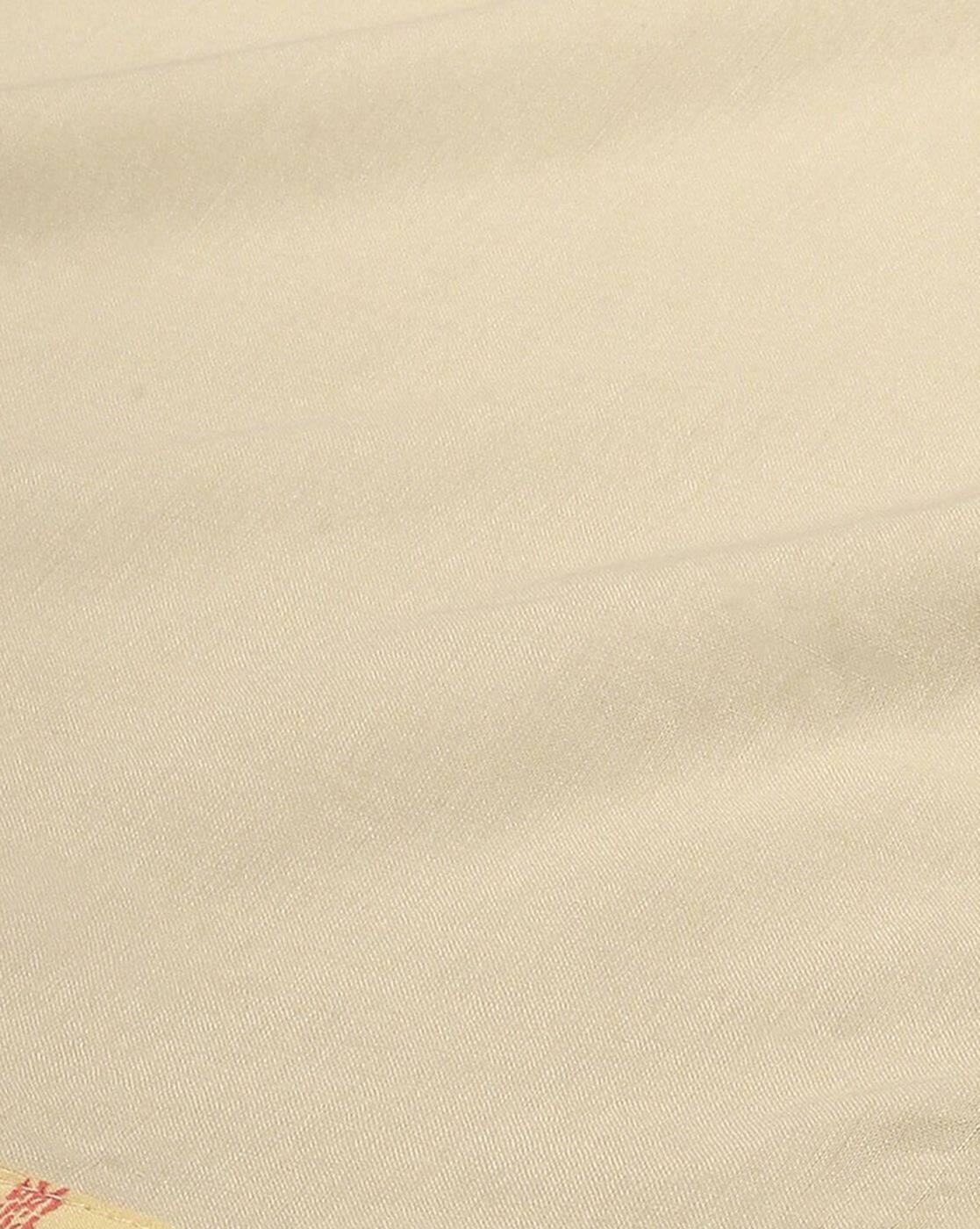 Aromie three piece kurtha fabric showcasing the floral embroidered silk kurta material in beige
