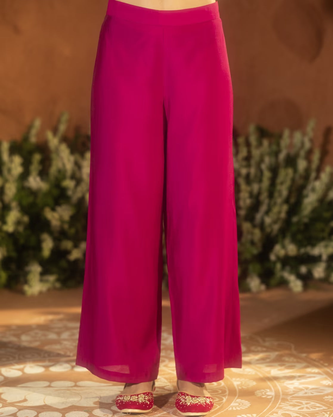 Flowy Pink Pants from Aromie for a Floral Kurta Set for Women, perfect for festive occasions