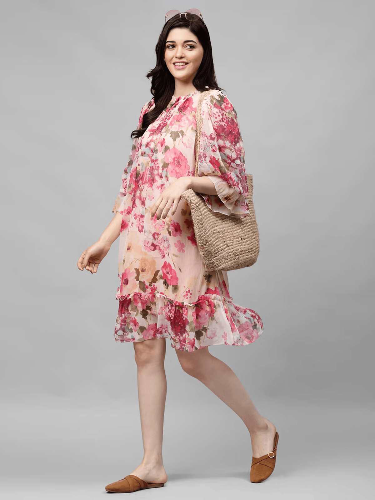 Floral Pink Beach Dress for Summer Style