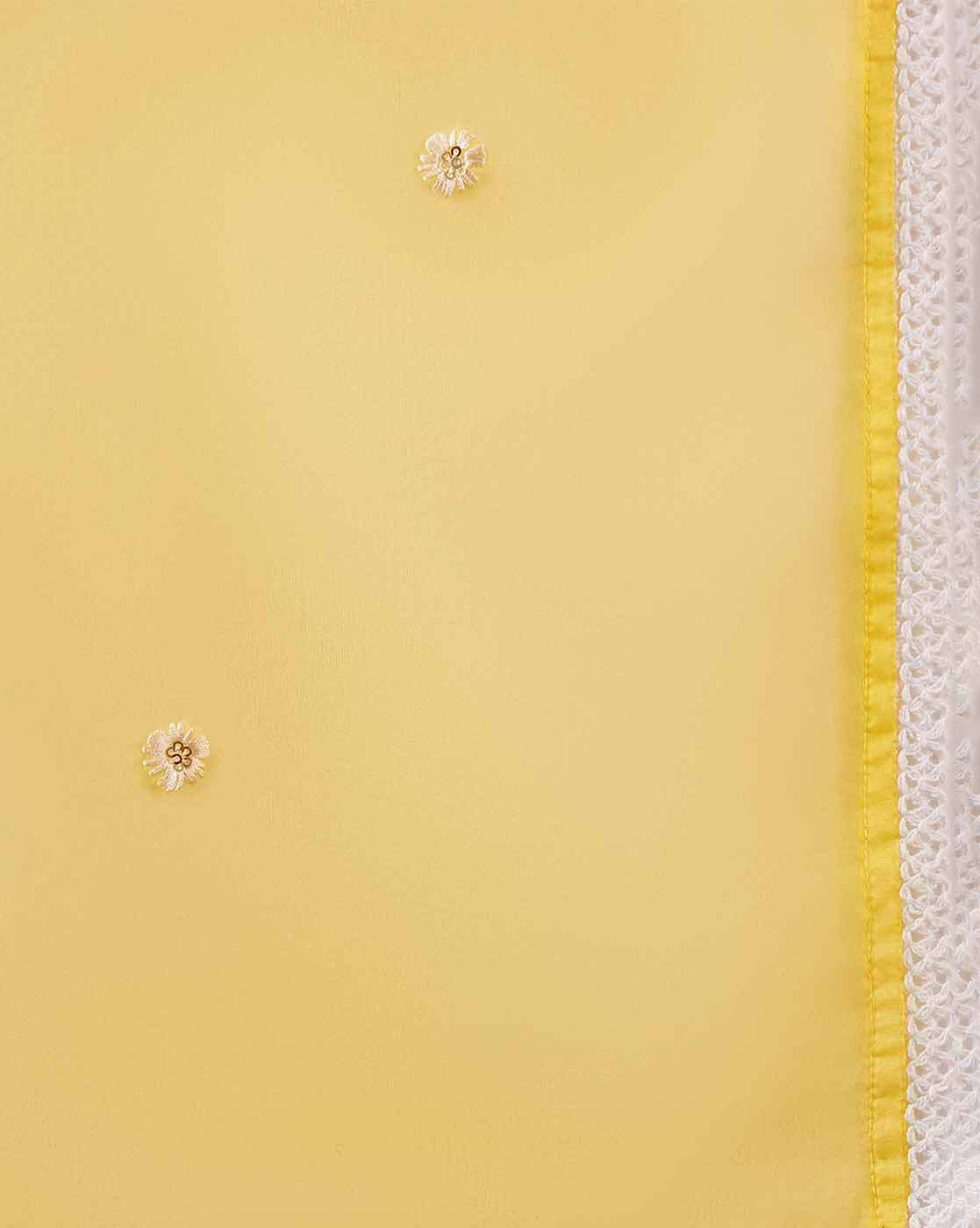 Close-up of aromie three piece Kurtha fabric showing delicate floral embroidery for Floral Tiered Dress for Women