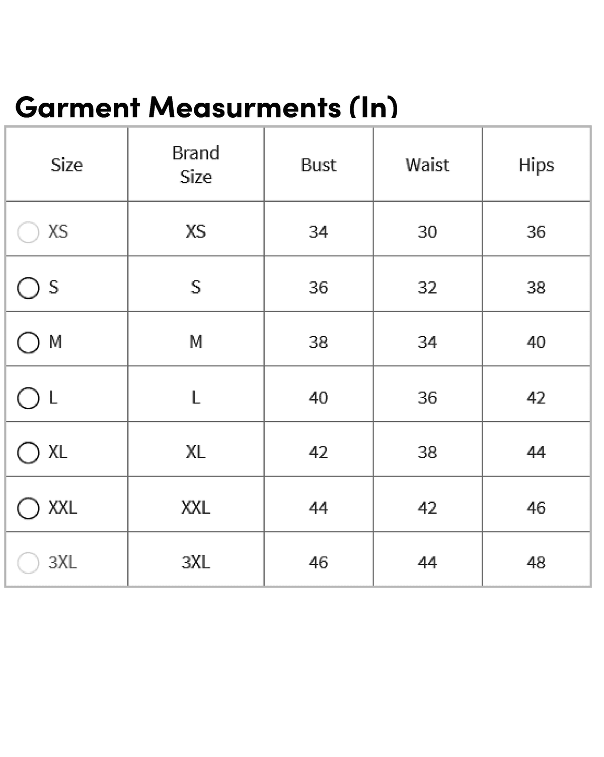 Floral Woven Kurta Set with detailed measurements for various sizes XS to 3XL