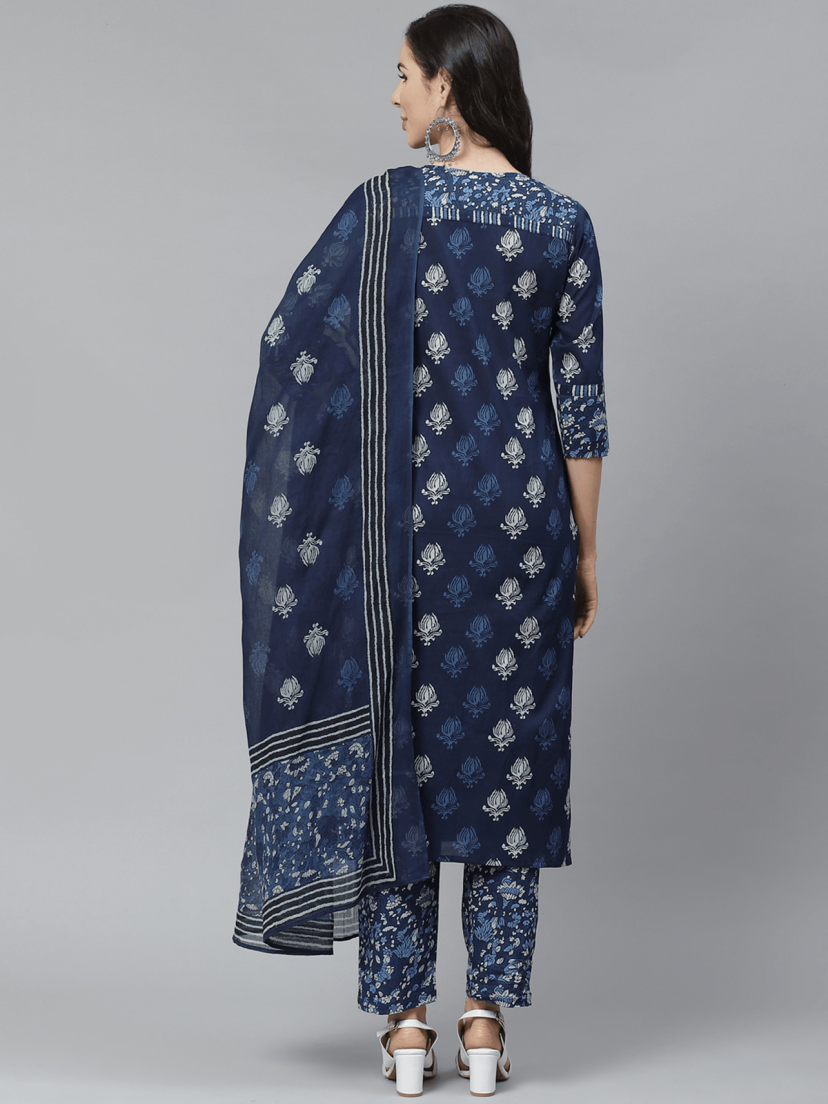 Aromie three-piece Georgette Anarkali Gown Canada with floral patterns and matching dupatta
