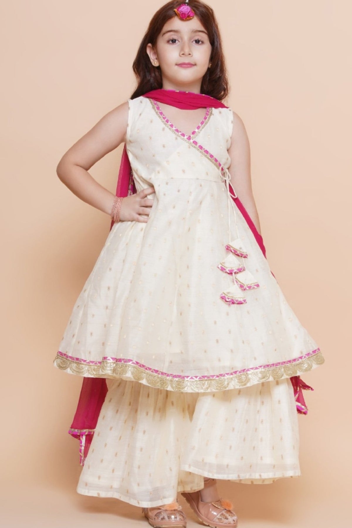 Girls Angrakha Kurta Sharara Set - Stylish & Affordable
