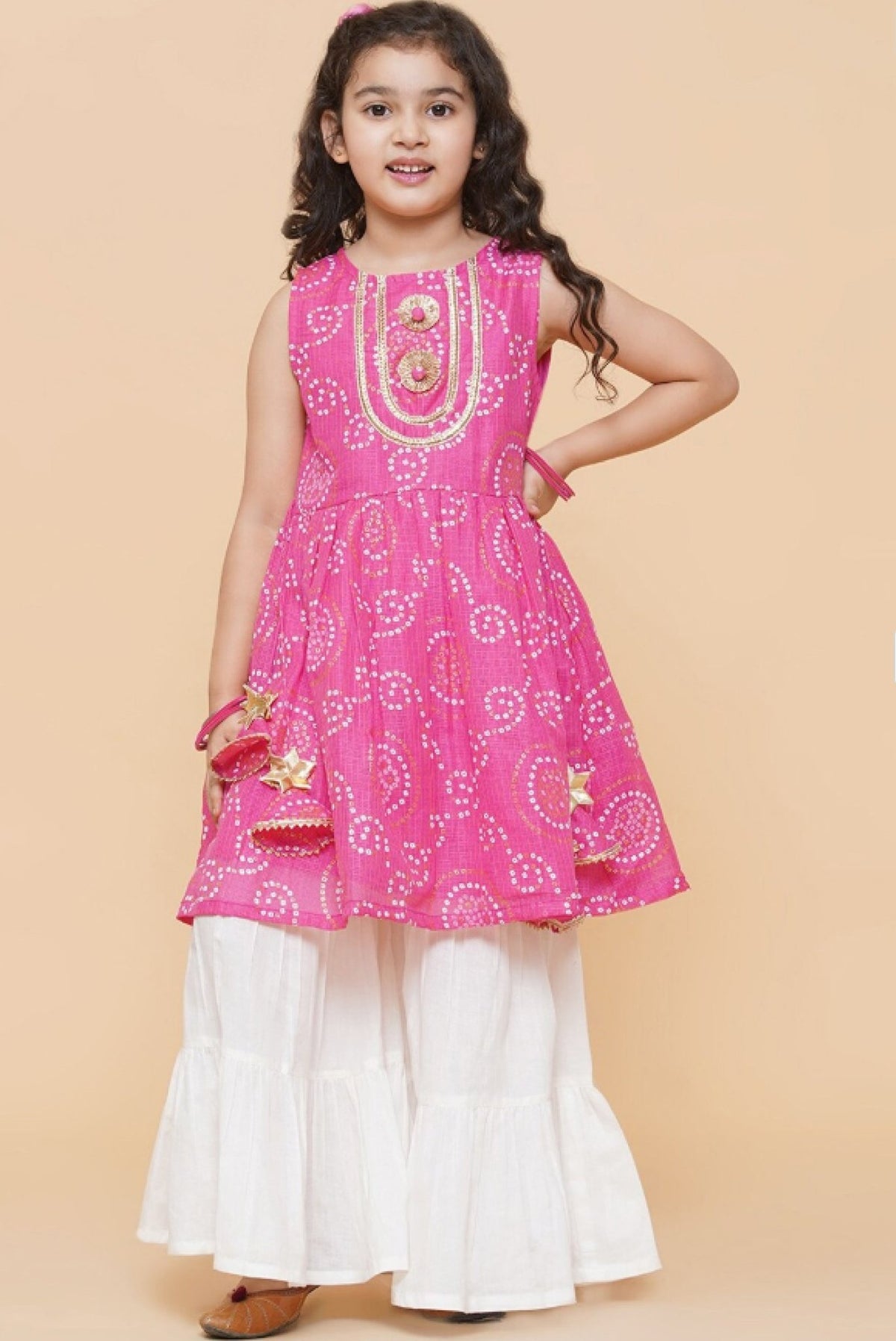 Aromie Girls Bandhani Kurta Set - Trendy Indian Wear