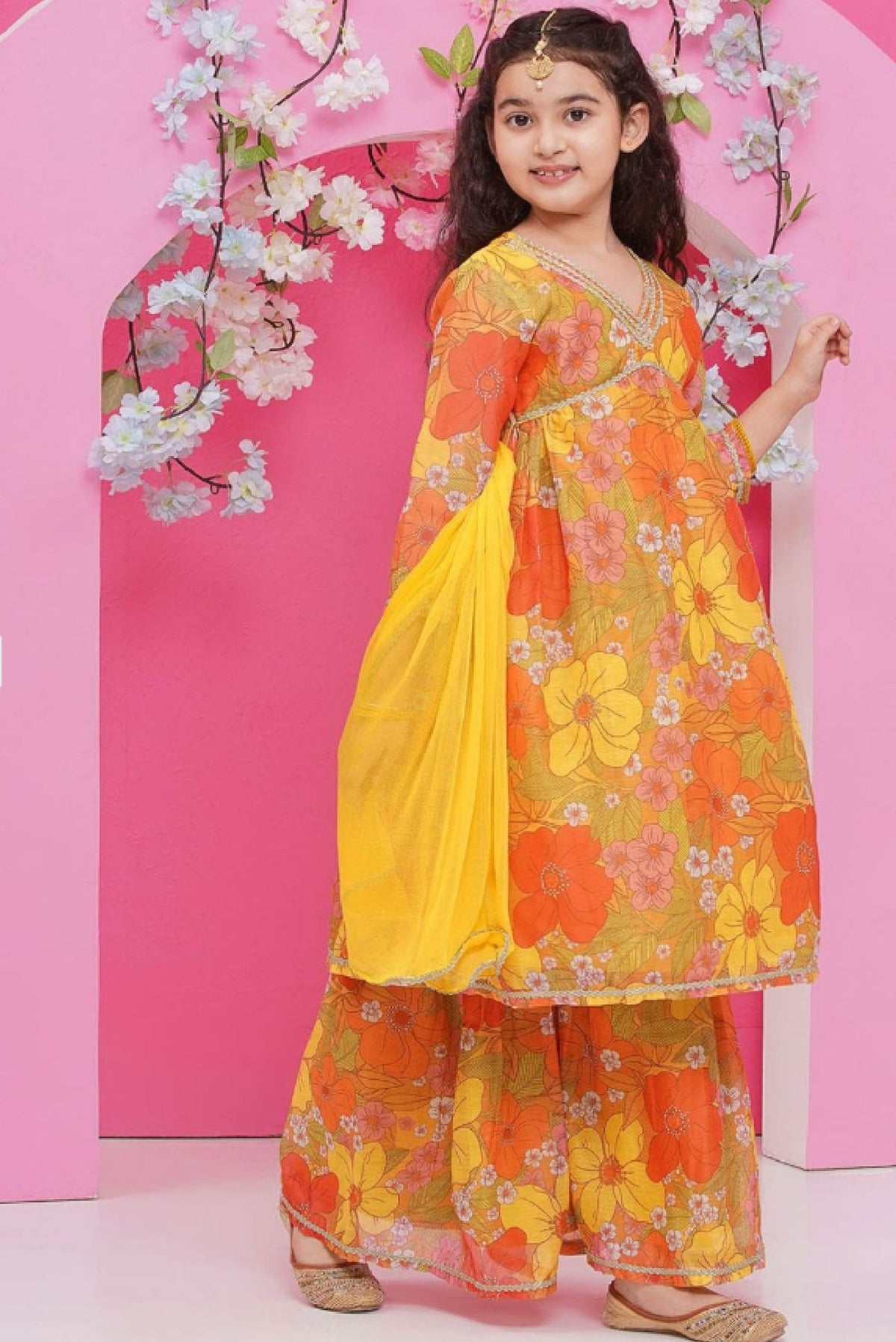Aromie Girls Floral Anarkali Kurta Set - Bright & Trendy