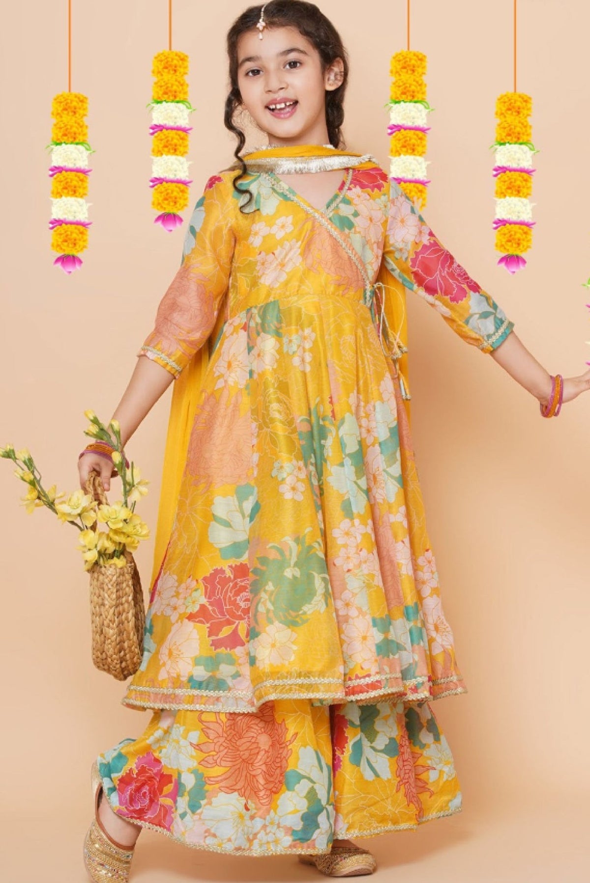 Girls Floral Anarkali Set - Trendy Indian Wear