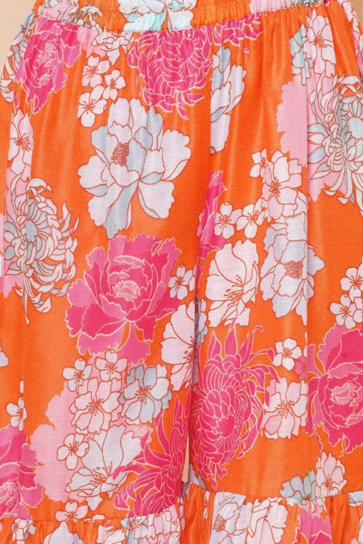 Girls Floral Gotta Patti Kurta Set - Affordable Indian Wear