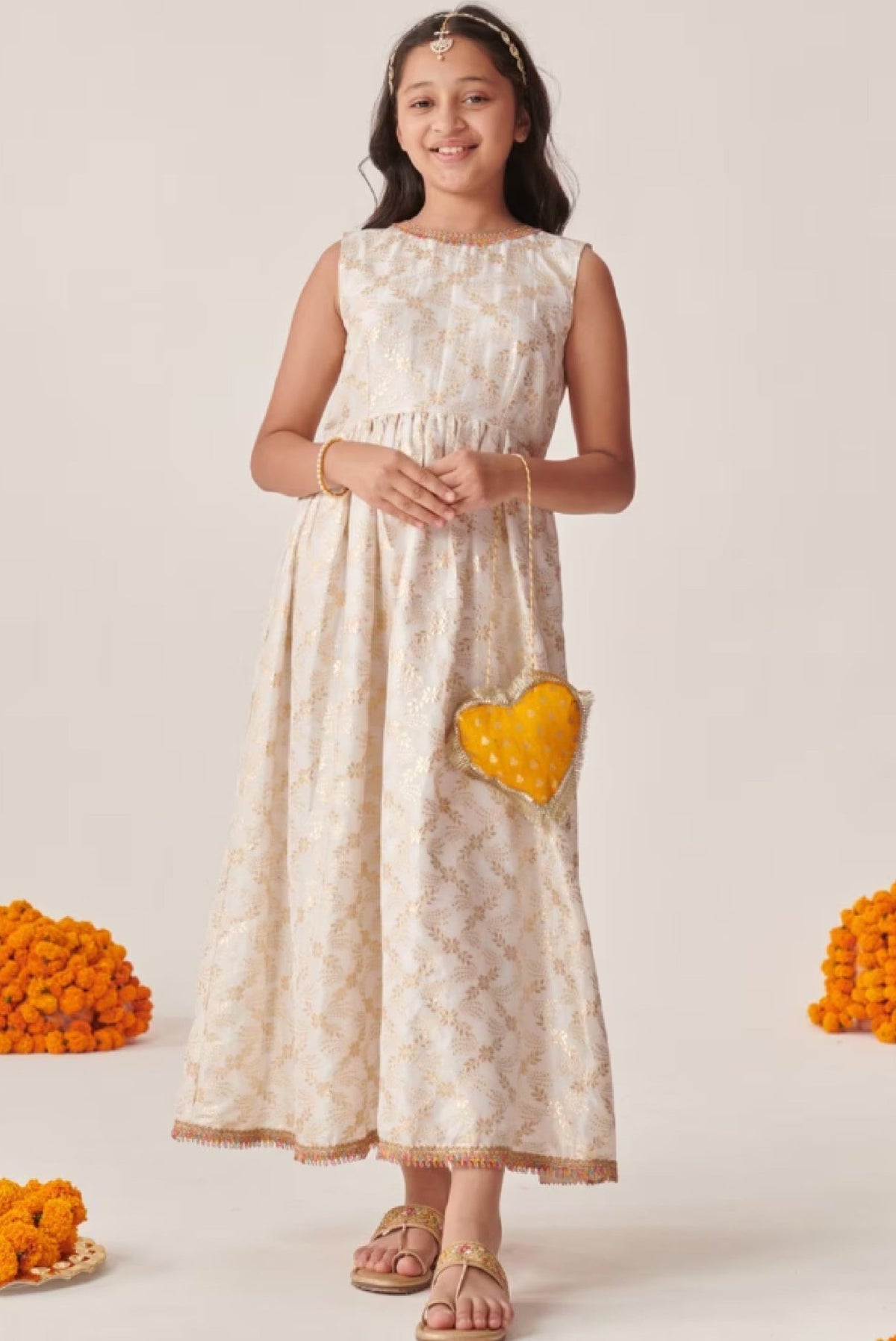 Girls Floral Party Dress with Elegant Overlay