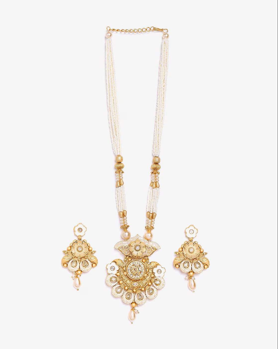 Aromie Gold-Plated Indian Necklace with Earrings Set