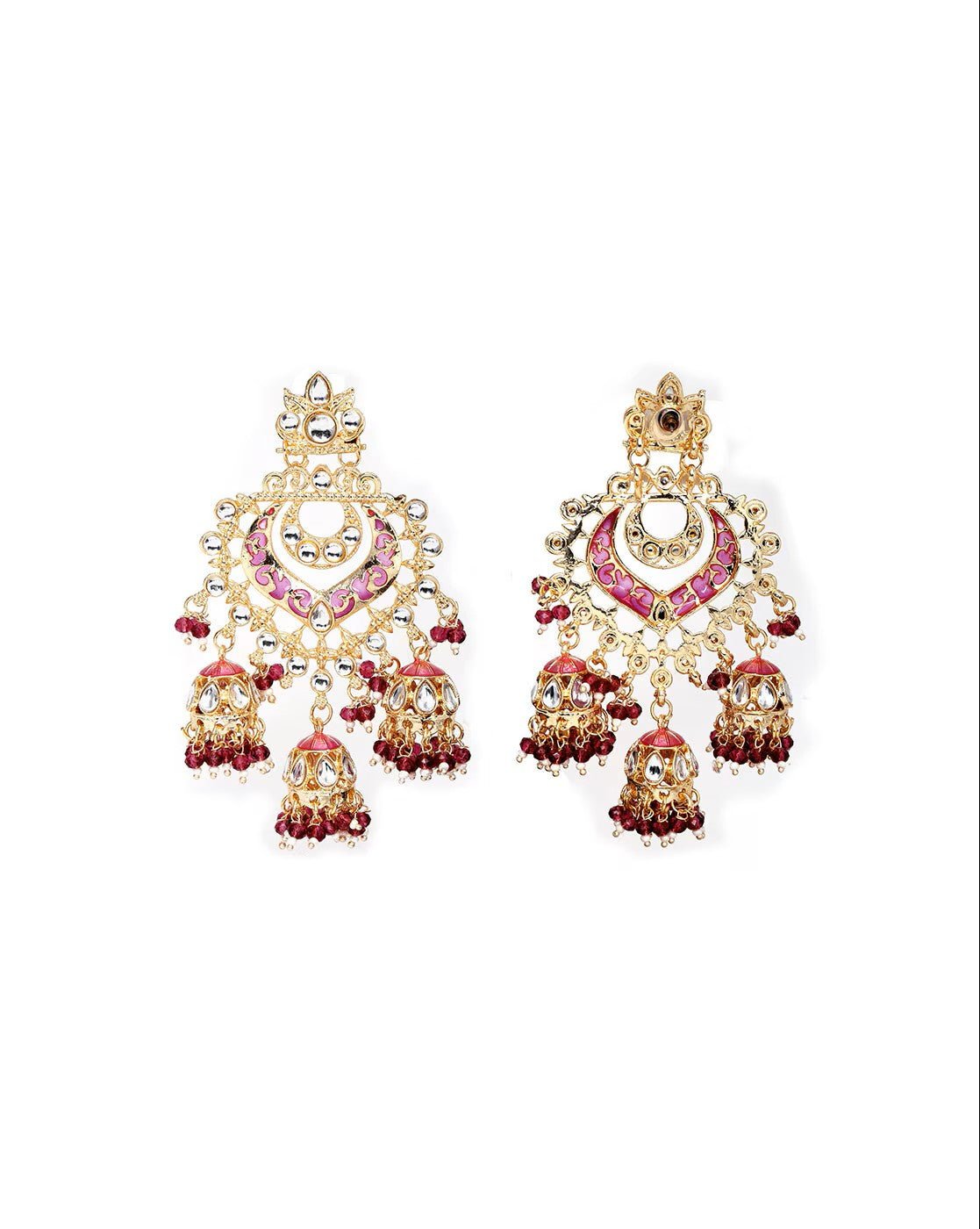 Gold - Plated Kundan - Studded Dangler Earrings – Elegant Ethnic Earrings for Smart Casual & Festive Wear - aromie