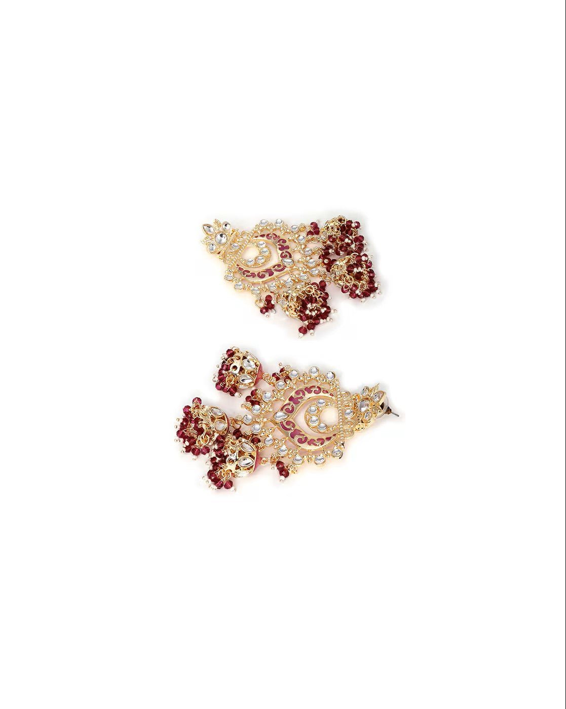 Gold - Plated Kundan - Studded Dangler Earrings – Elegant Ethnic Earrings for Smart Casual & Festive Wear - aromie