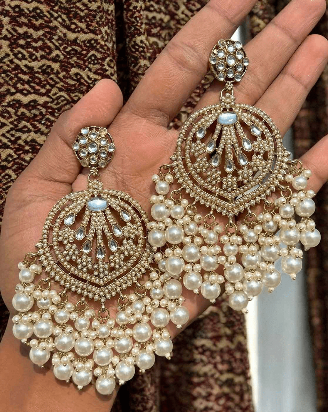 Gold - Plated Zirconia Jhumka Earrings – Traditional Brass Earrings for Women - aromie