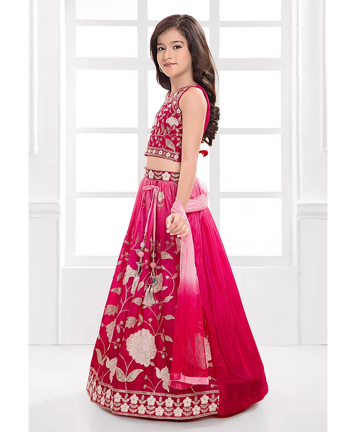 Aromie Indian Dress for Girls Canada in pink with embroidery, perfect for festive occasions and weddings.