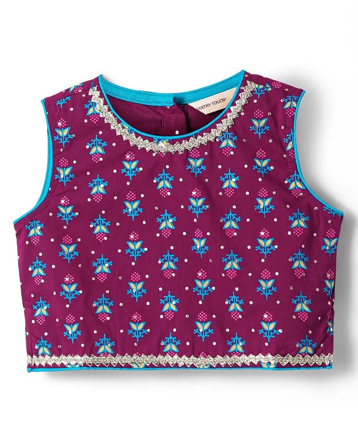 Purple embroidered blouse with floral patterns, perfect for Indian ethnic dress for girls Canada at festive occasions