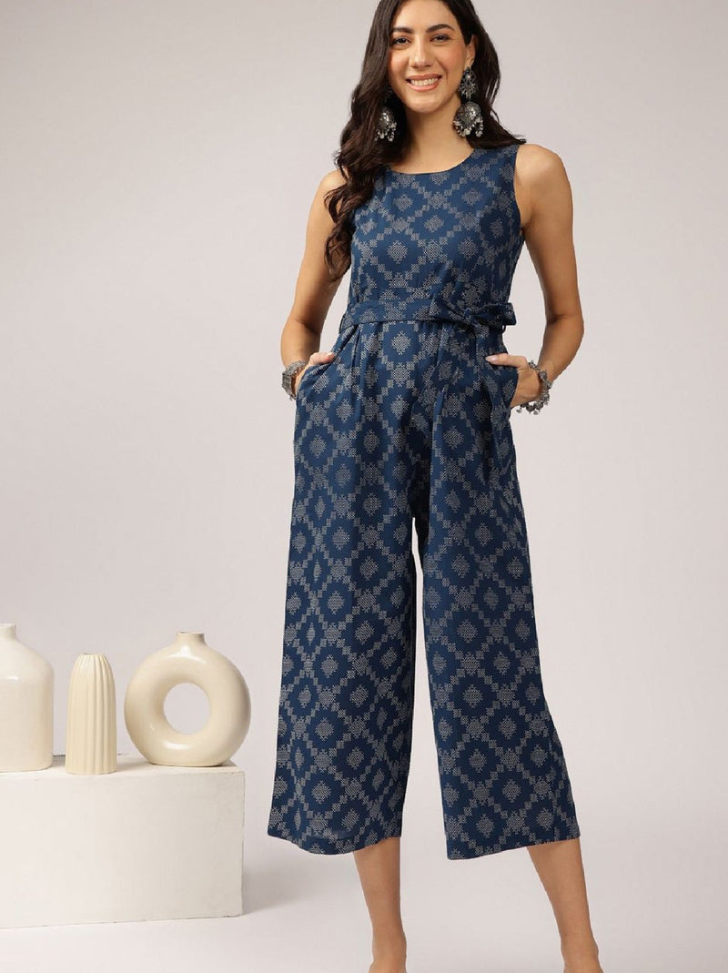 Women Printed Sleeveless Basic Jumpsuit
