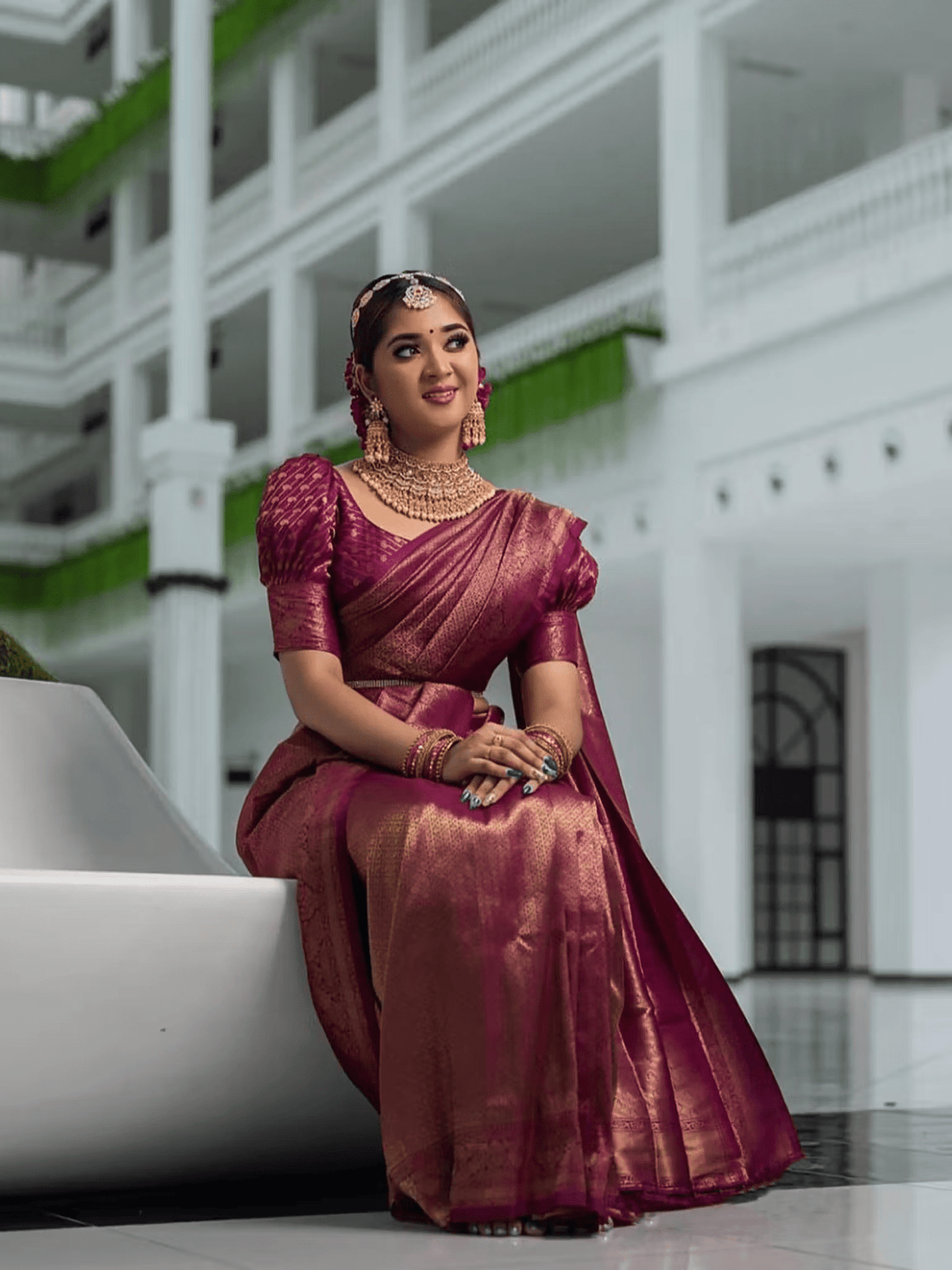 Kanjivaram Banarasi Woven Saree – Unstitched Blouse Included for Personalization - aromie
