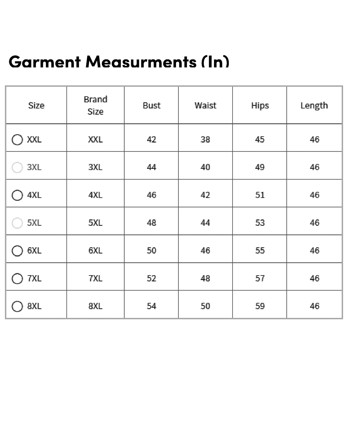 Lavender anarkali kurta with dupatta displayed with size chart for perfect fit options