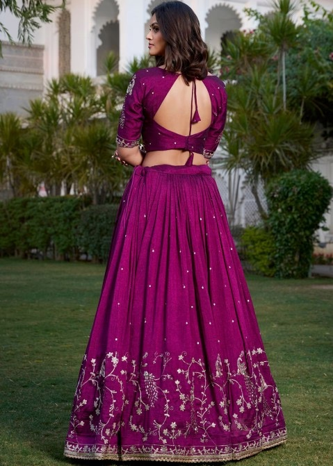 Beautiful purple lehenga choli online Canada with intricate embroidery, ideal for weddings or festive occasions