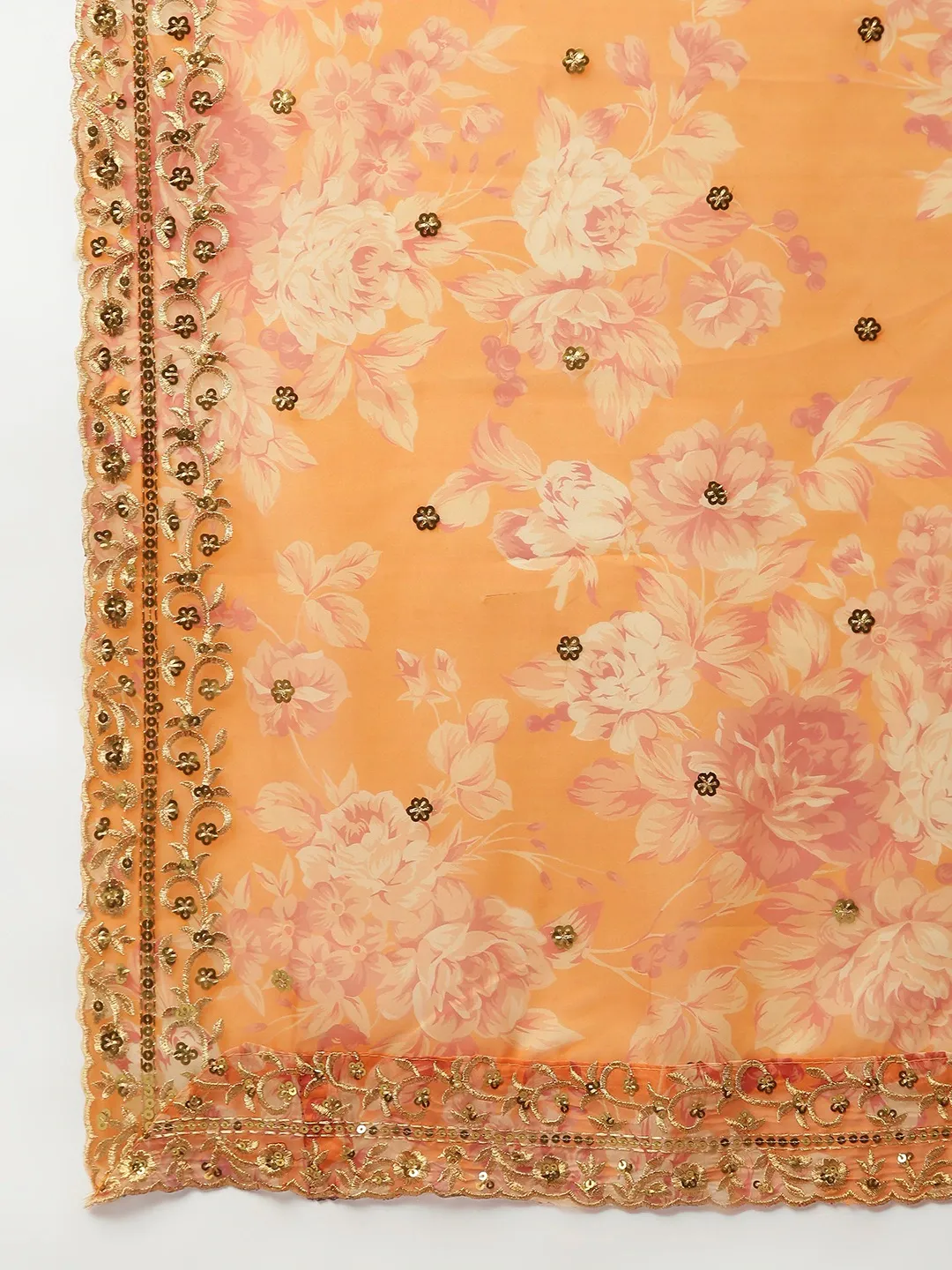 Orange floral lehenga choli set Canada with intricate embroidery, perfect for weddings and festive occasions