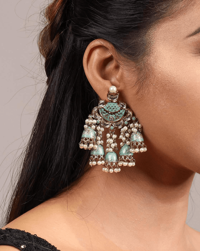 Lightweight Gold - Plated Pearl Dangler Earrings for Women – Ethnic Party Wear - aromie