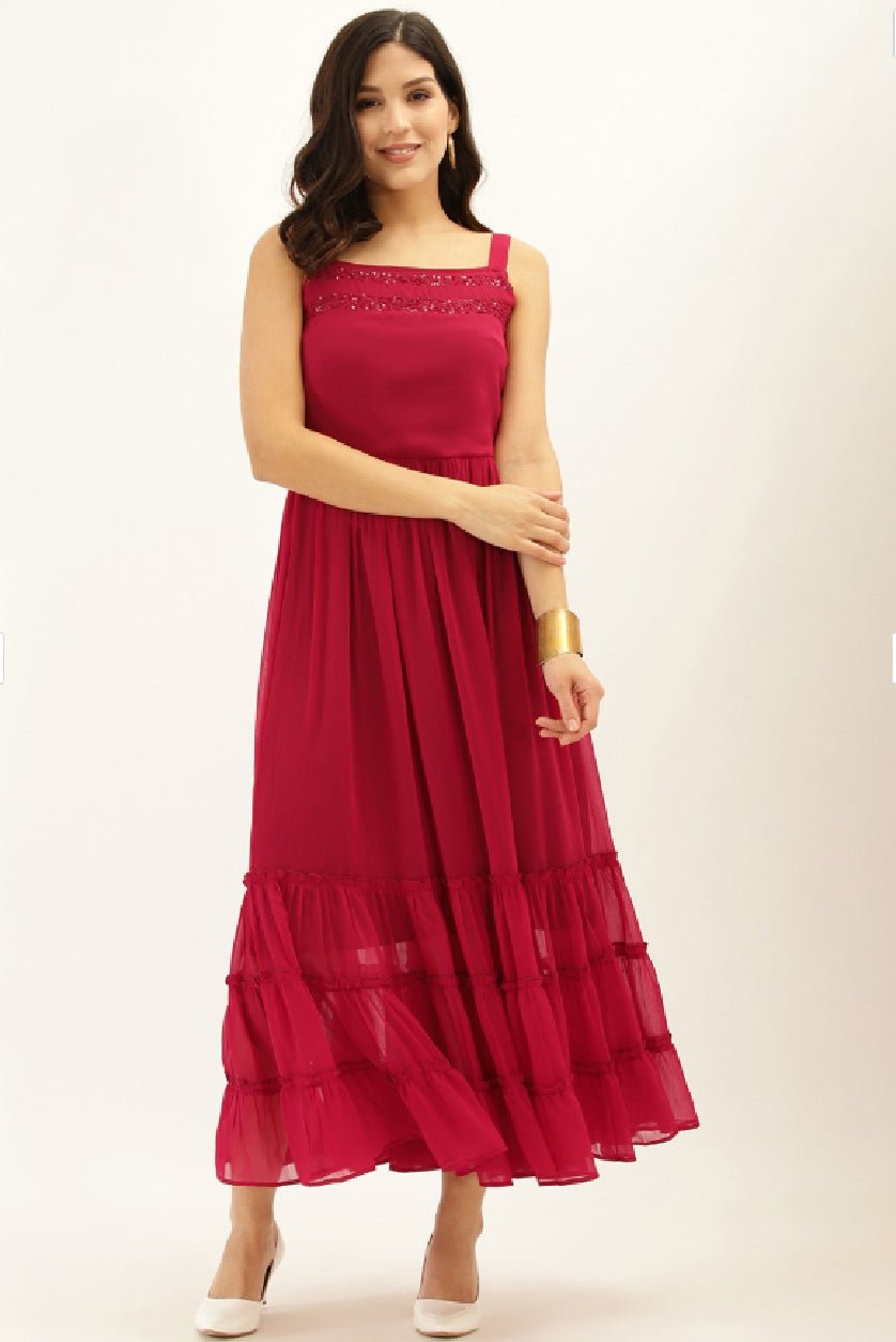 Magenta Tiered Maxi Dress for Women