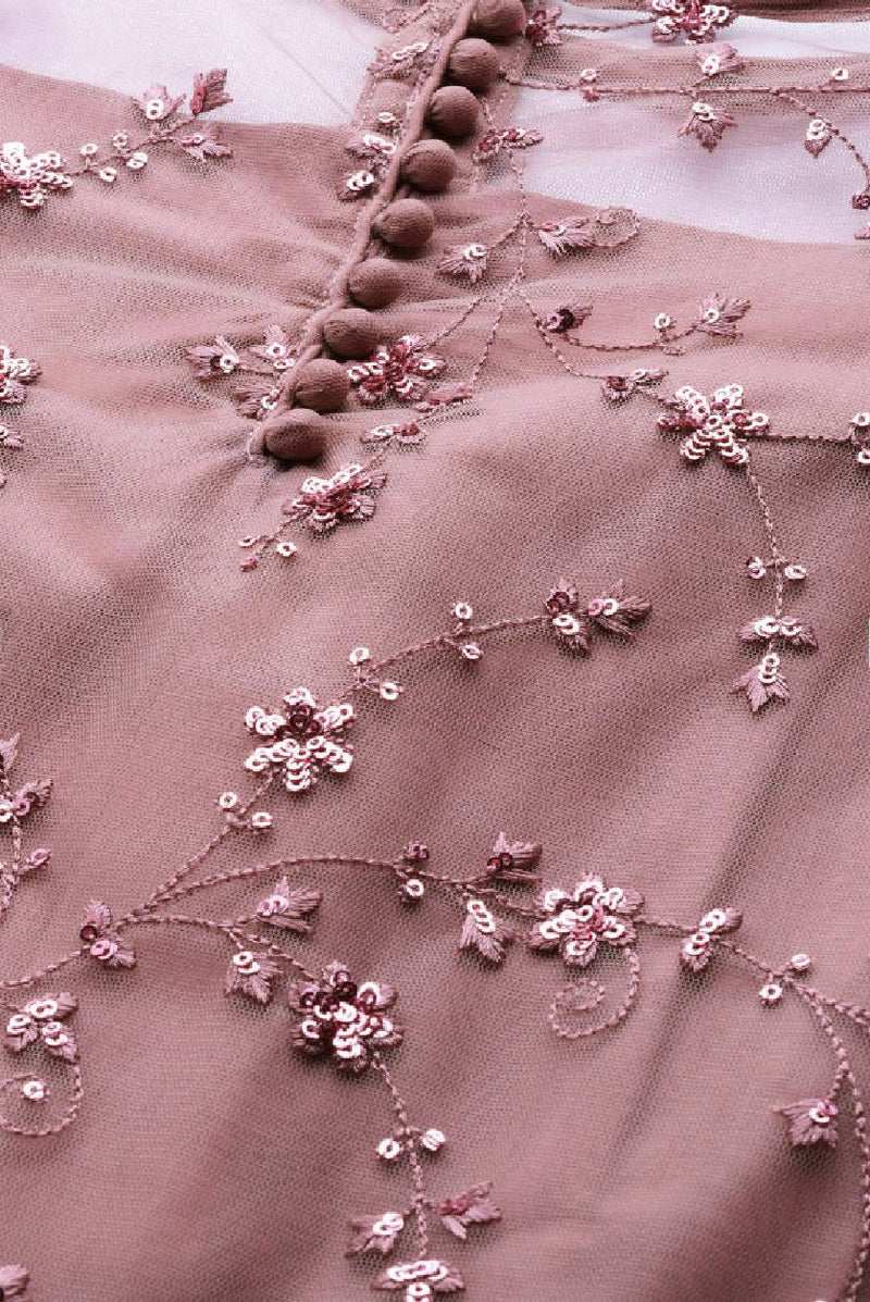 Mauve Embroidered Kurta Set for Women