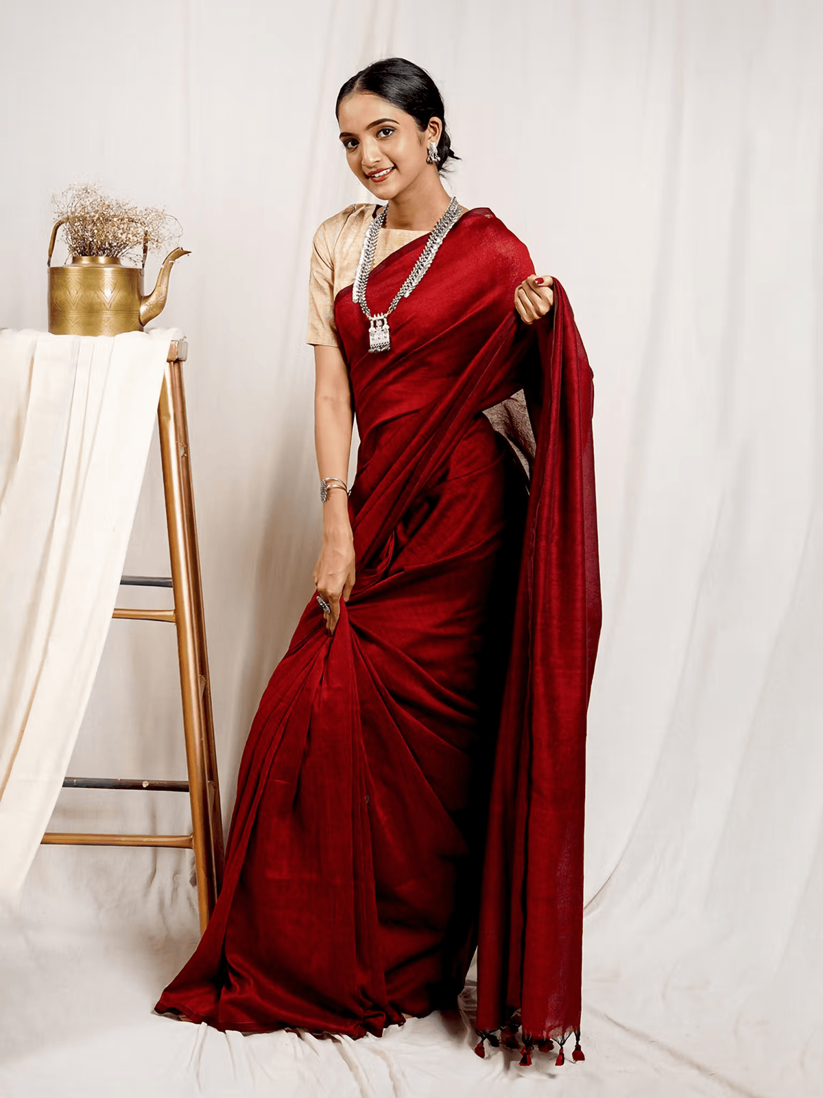 Mulmul Cotton Hand Dyed Saree for Women – Unstitched Blouse Included | Dry Clean Only - aromie