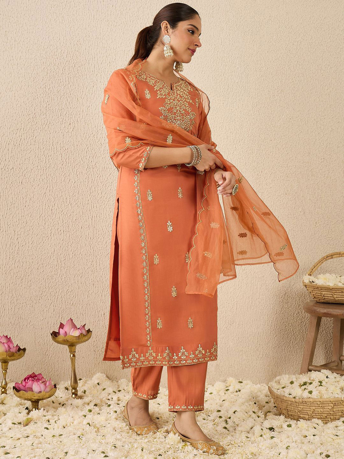Elegant Navy Blue Cotton Maxi Dress by Aromie with Intricate Embroidery and Stylish Design