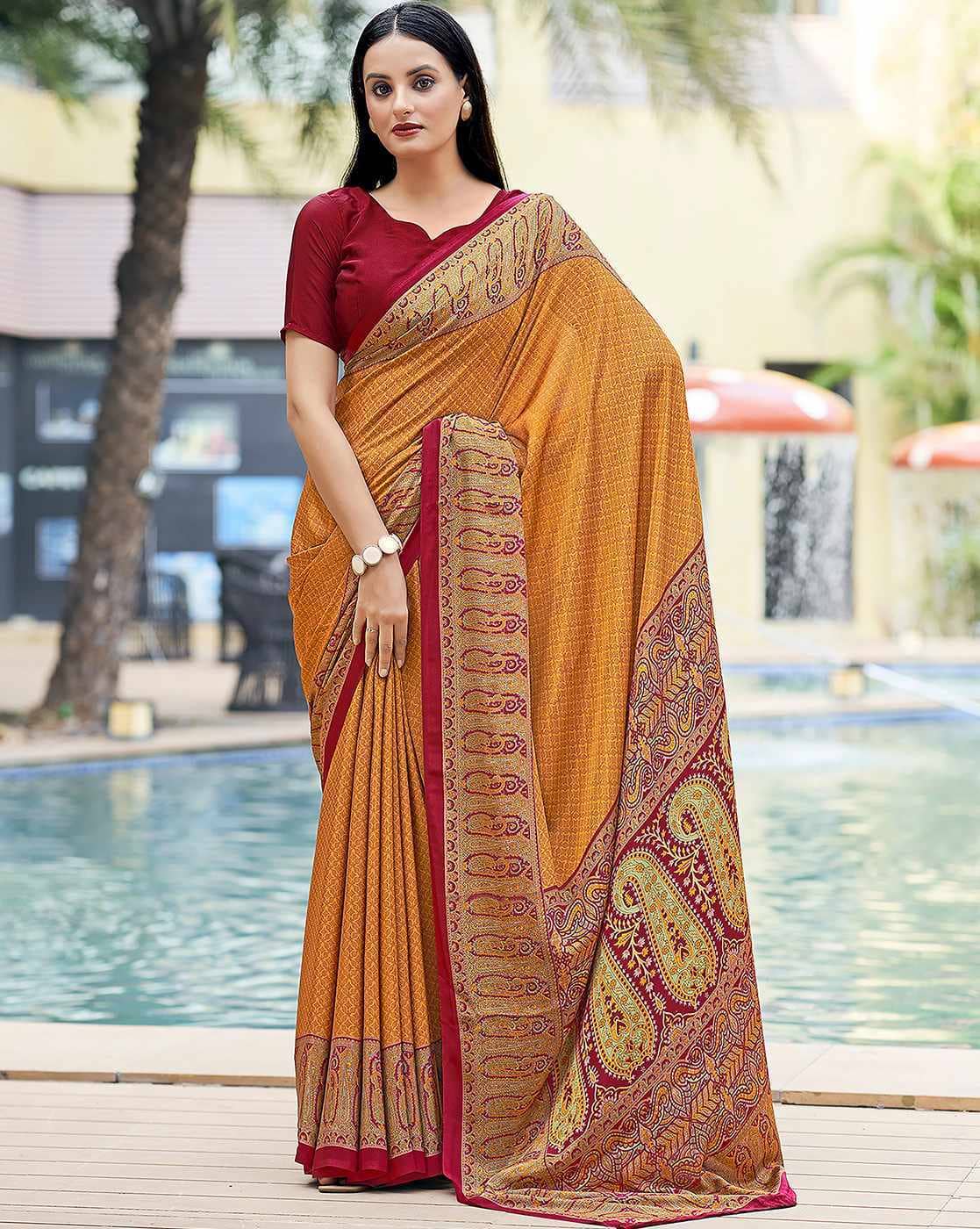 Elegant Navy Blue Floral Saree with intricate patterns, perfect for festive occasions
