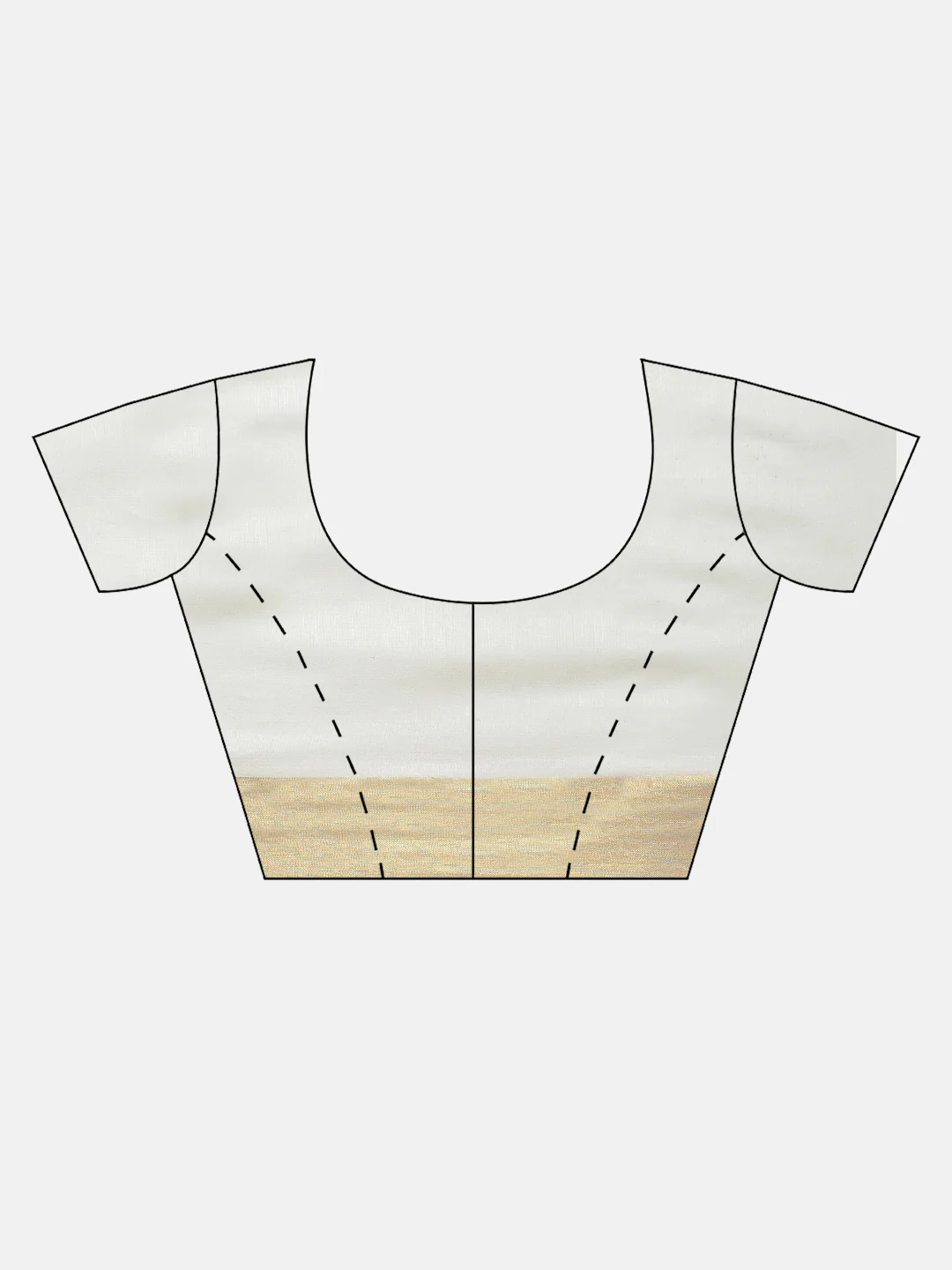 Front view of a cream and gold Onam saree blouse in silk fabric, ideal for festive celebrations.