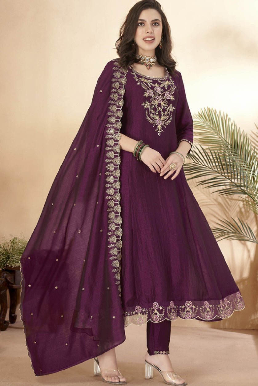 Aromie Pink Gold Anarkali Kurta Set for Women