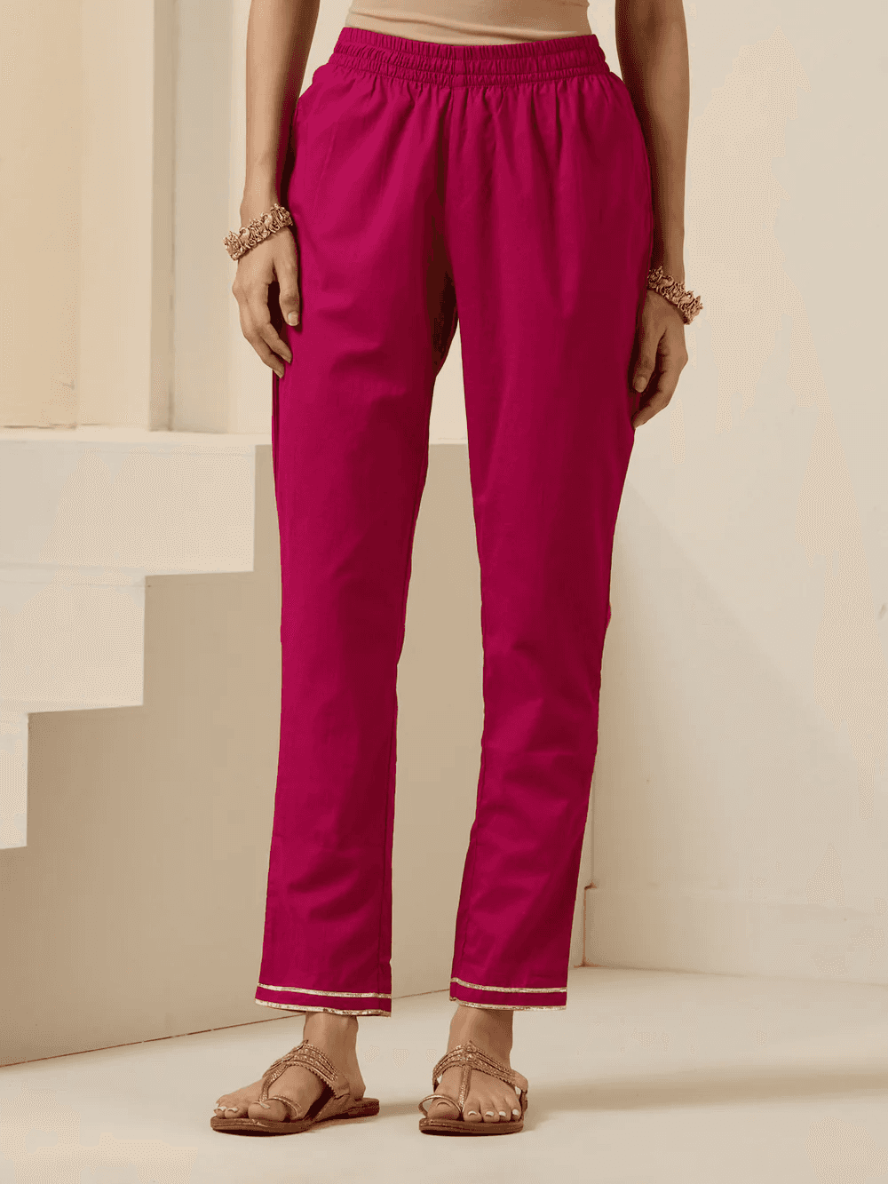 Aromie Pink Gotta Patti Kurta Set Canada featuring stylish matching pants for a chic look
