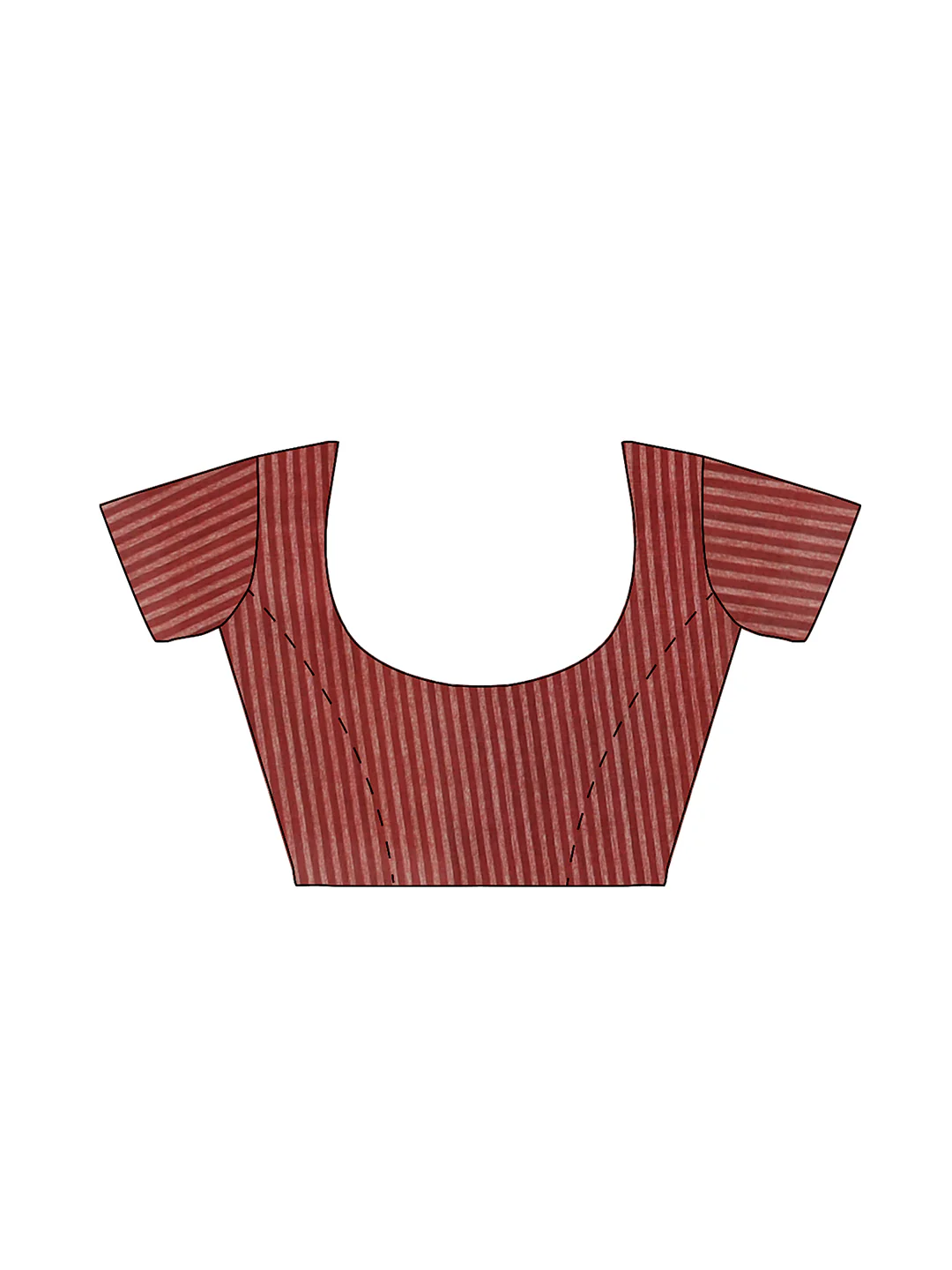 Red striped blouse with short sleeves, perfect for pairing with a pink semi tussar saree Canada for festive occasions