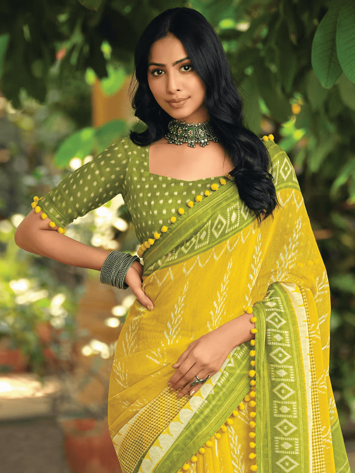Printed Cotton Casual Saree in Vibrant Yellow