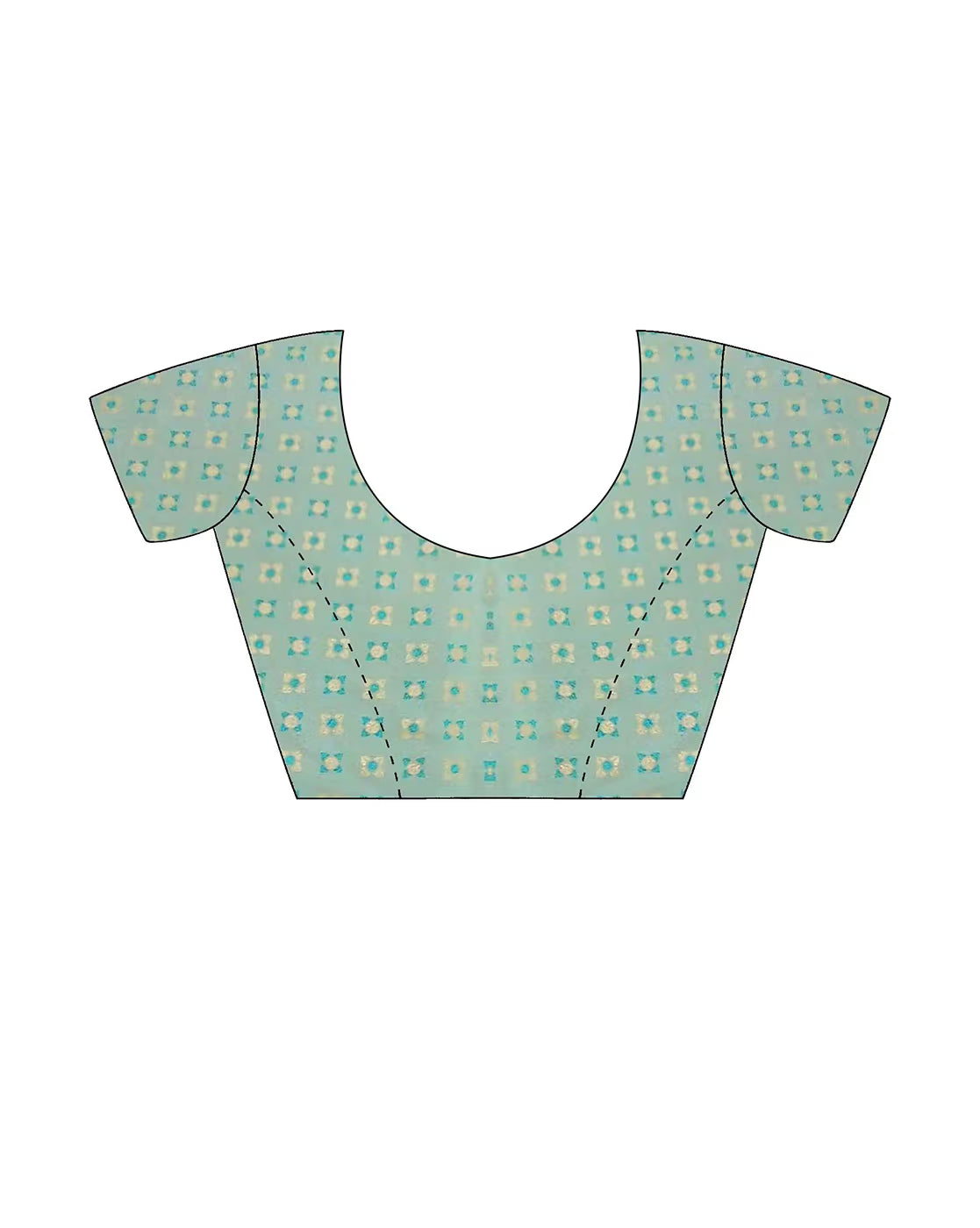 Aromie printed cotton casual saree blouse with a unique geometric pattern and modern short sleeves