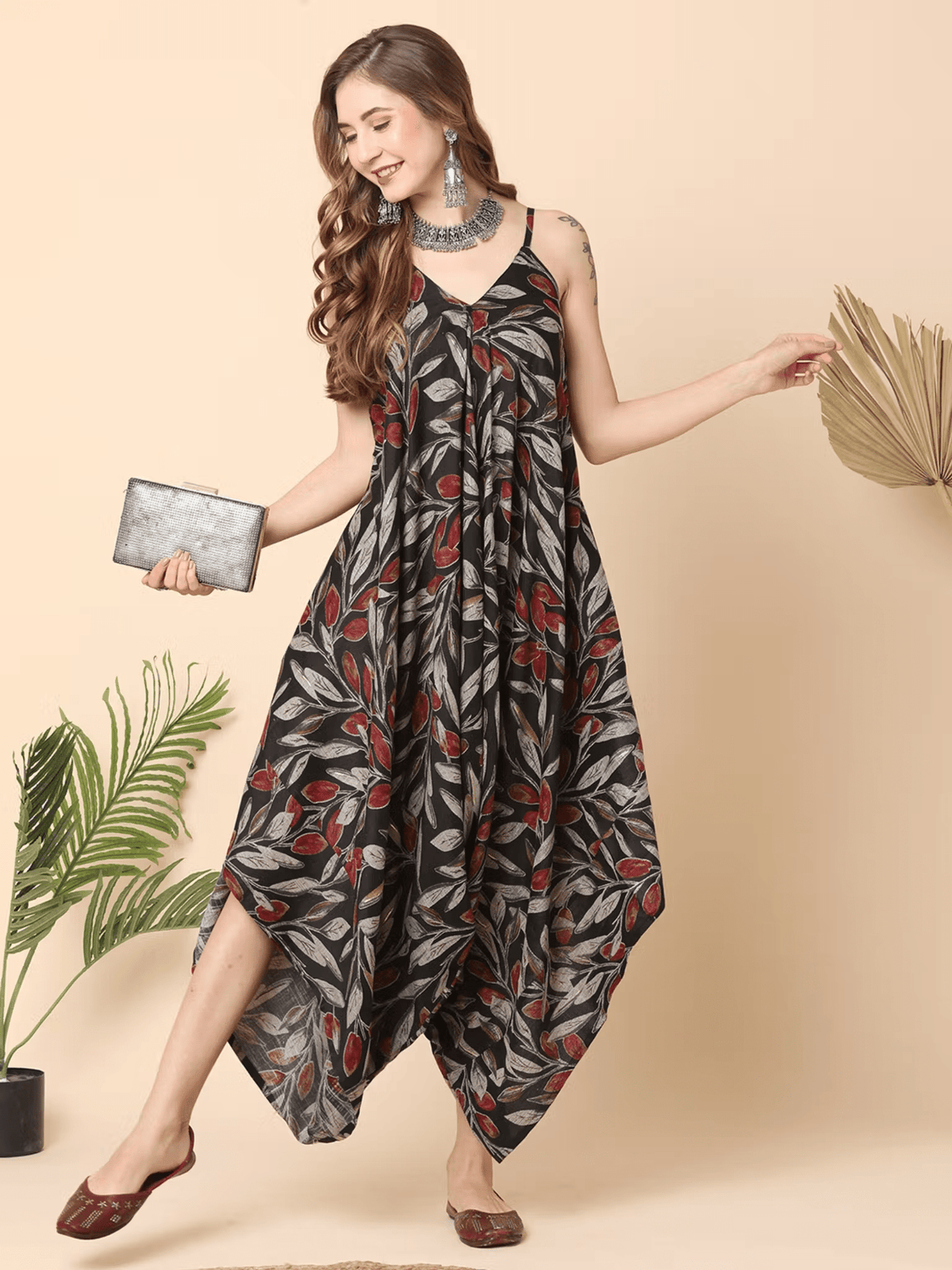 Printed Viscose Jumpsuit for Women's Fashion