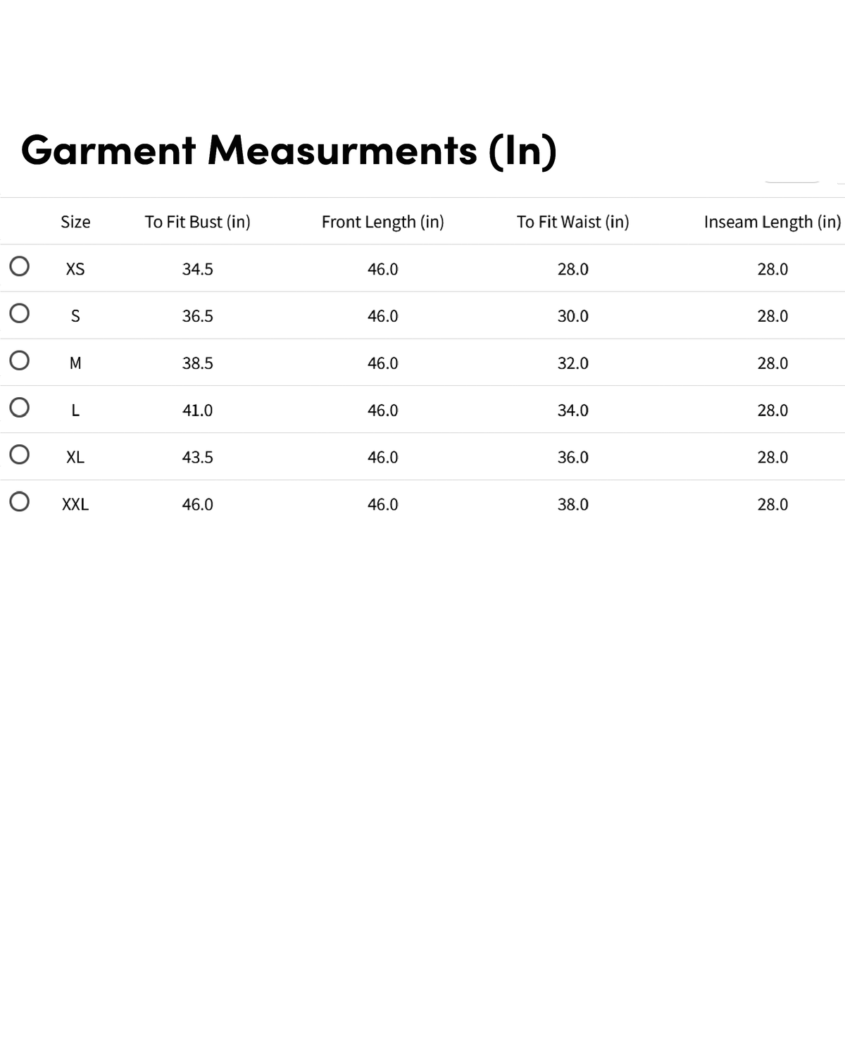 Purple floral cotton kurta set displayed with garment measurements for various sizes