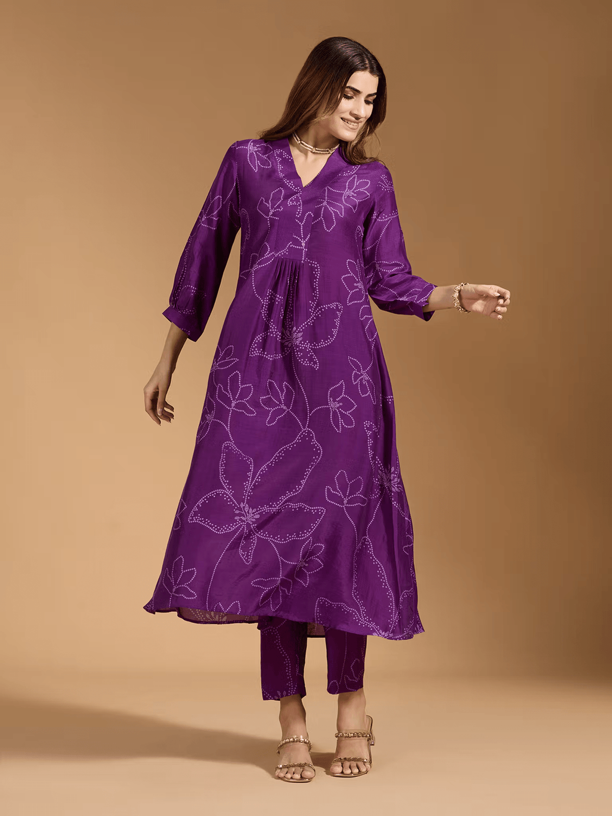Rayon Printed Outfit Set - Elegant 3 Piece Kurtha