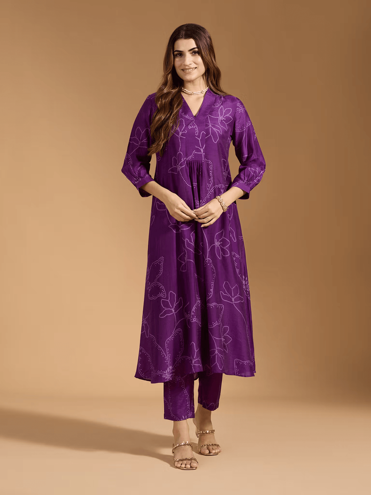 Rayon Printed Outfit Set - Elegant 3 Piece Kurtha